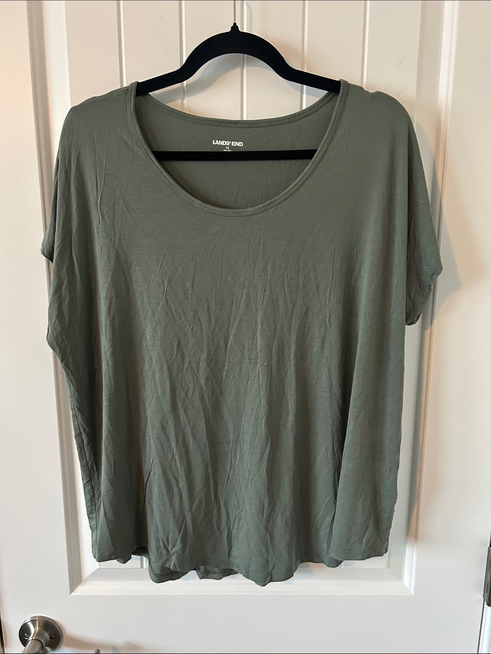 Lands' End Olive Scoop Neck Short Sleeve Tee